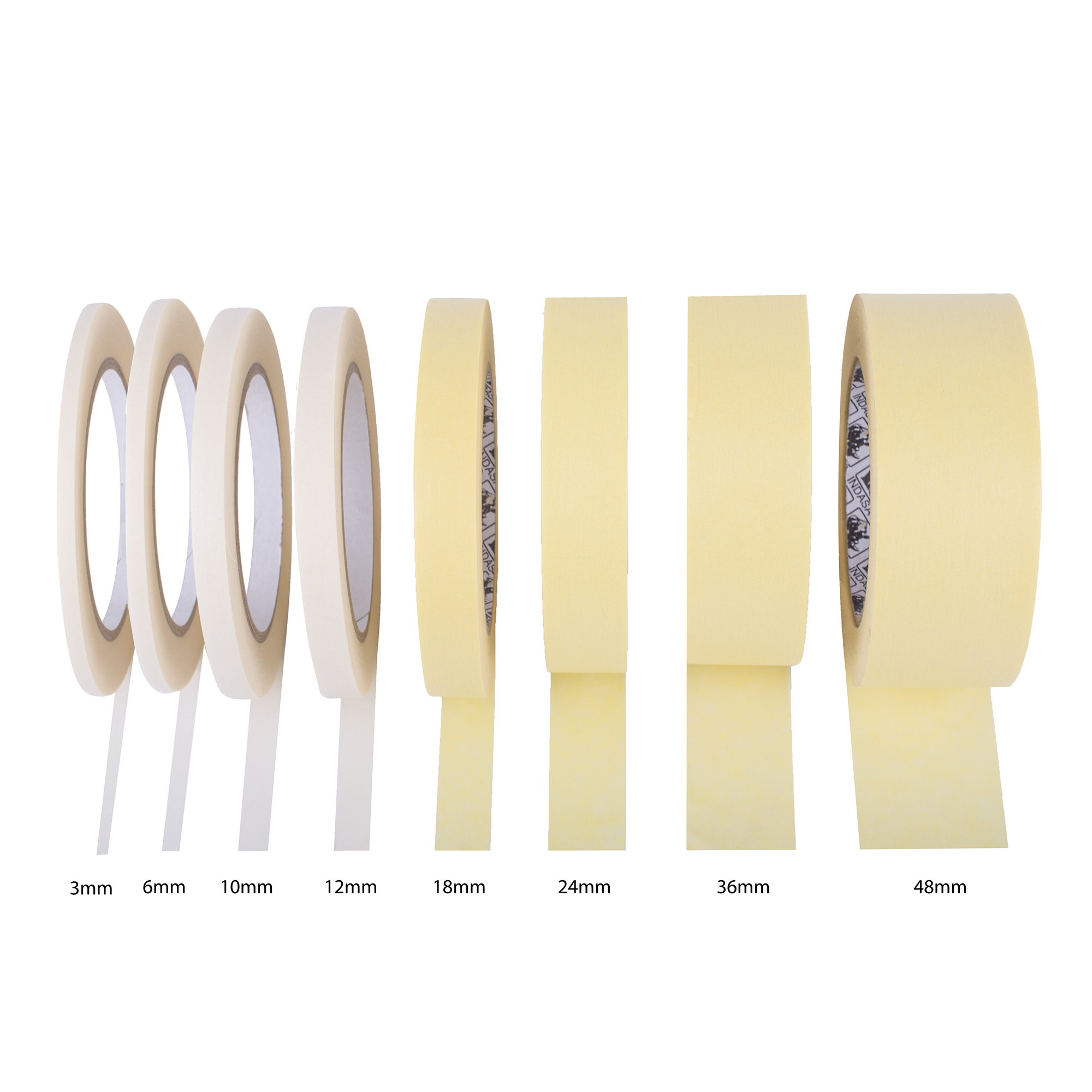 High quality masking tape for less glue residue. 50 m roll.